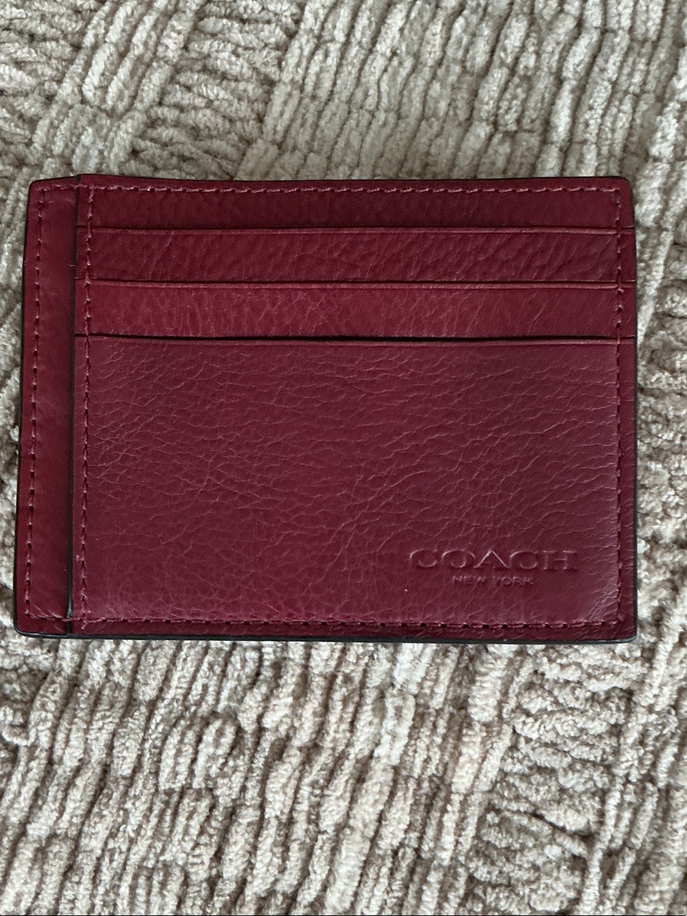 COACH Burgundy Leather Card Holder